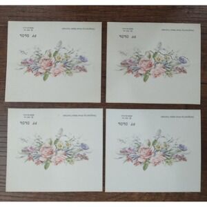 Vintage American Greeting Card Paper Floral Place Cards Lot Of 4 Made In USA E19